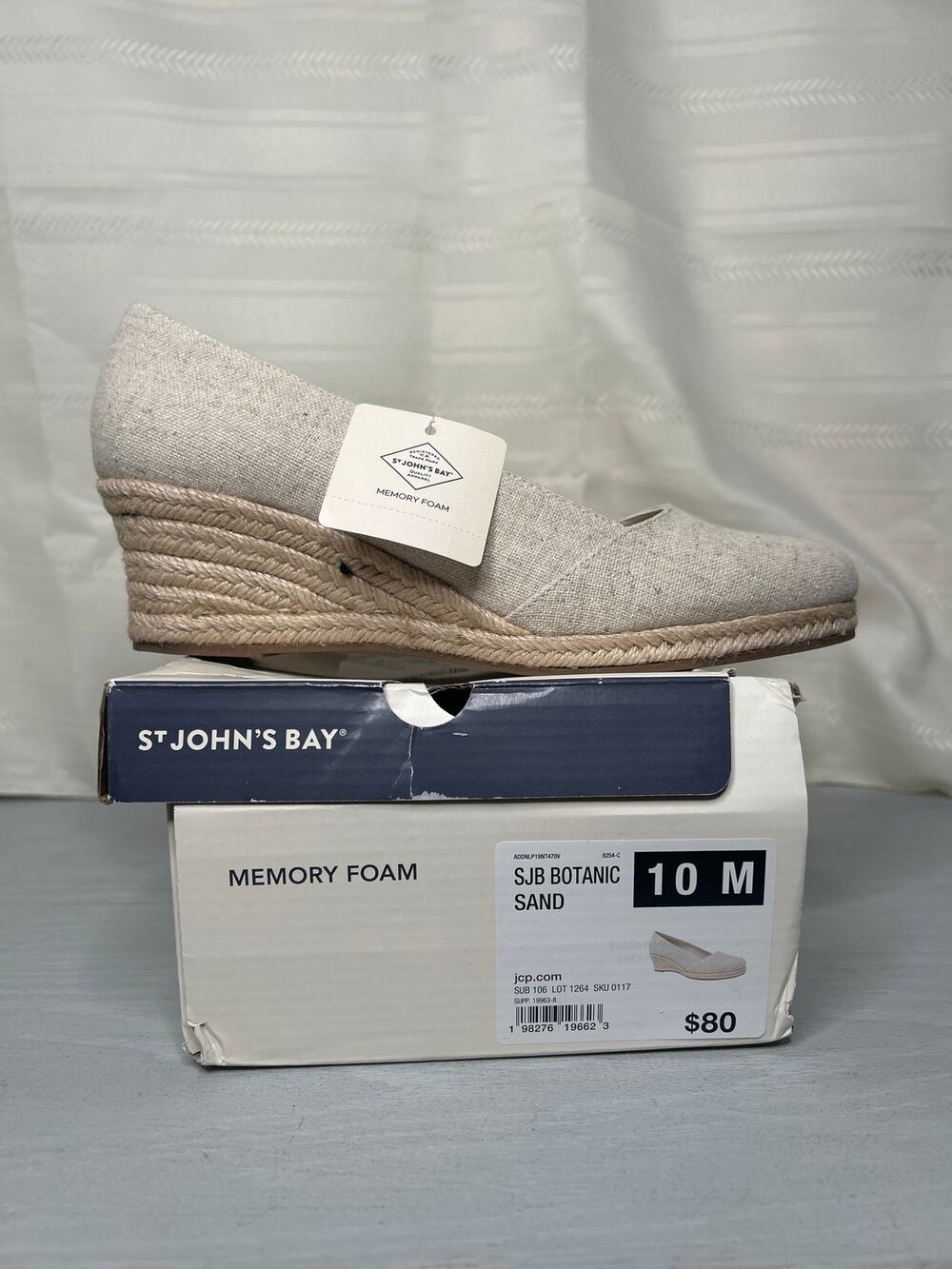 St. John's Bay Botanic Espadrille Wedge Sandals Sand Womens Size 10M